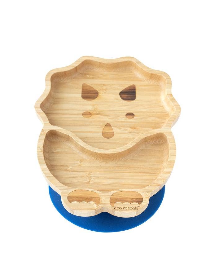 Bamboo Dinosaur Plate with Suction Base Navy We Fill Good